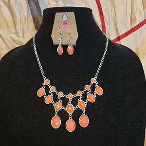 Paparazzi Vibrant Orange Necklace and Earring Set